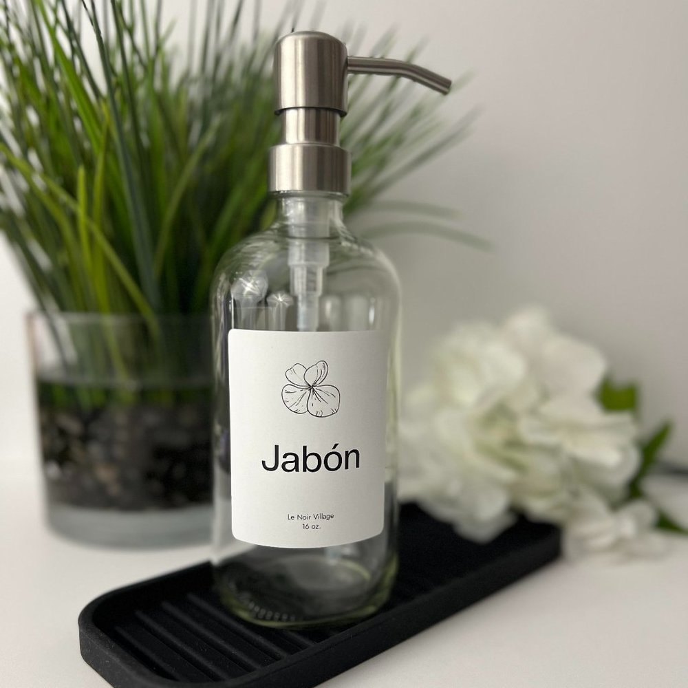 GLASS SOAP DISPENSER & METAL PUMP 16 OZ